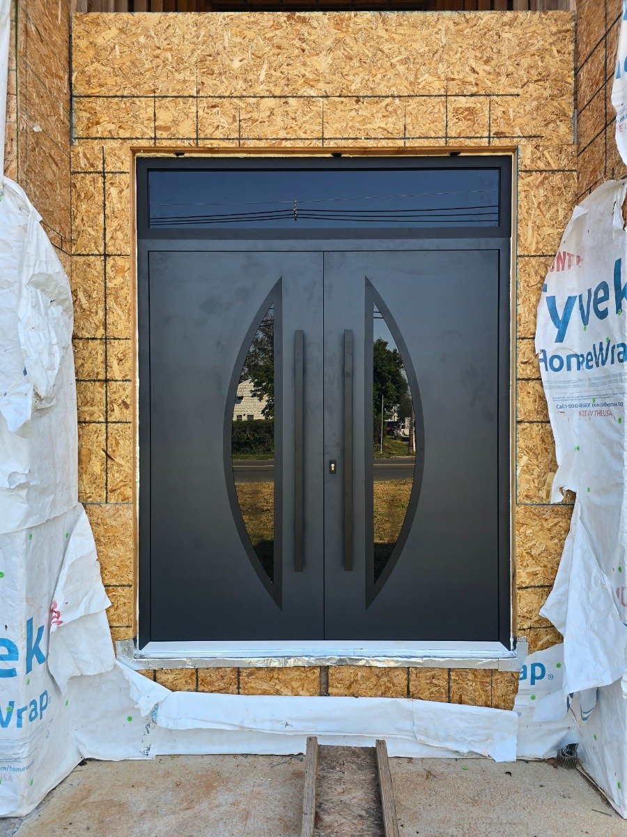 Double exterior doors Deux 6501 Black with Transom