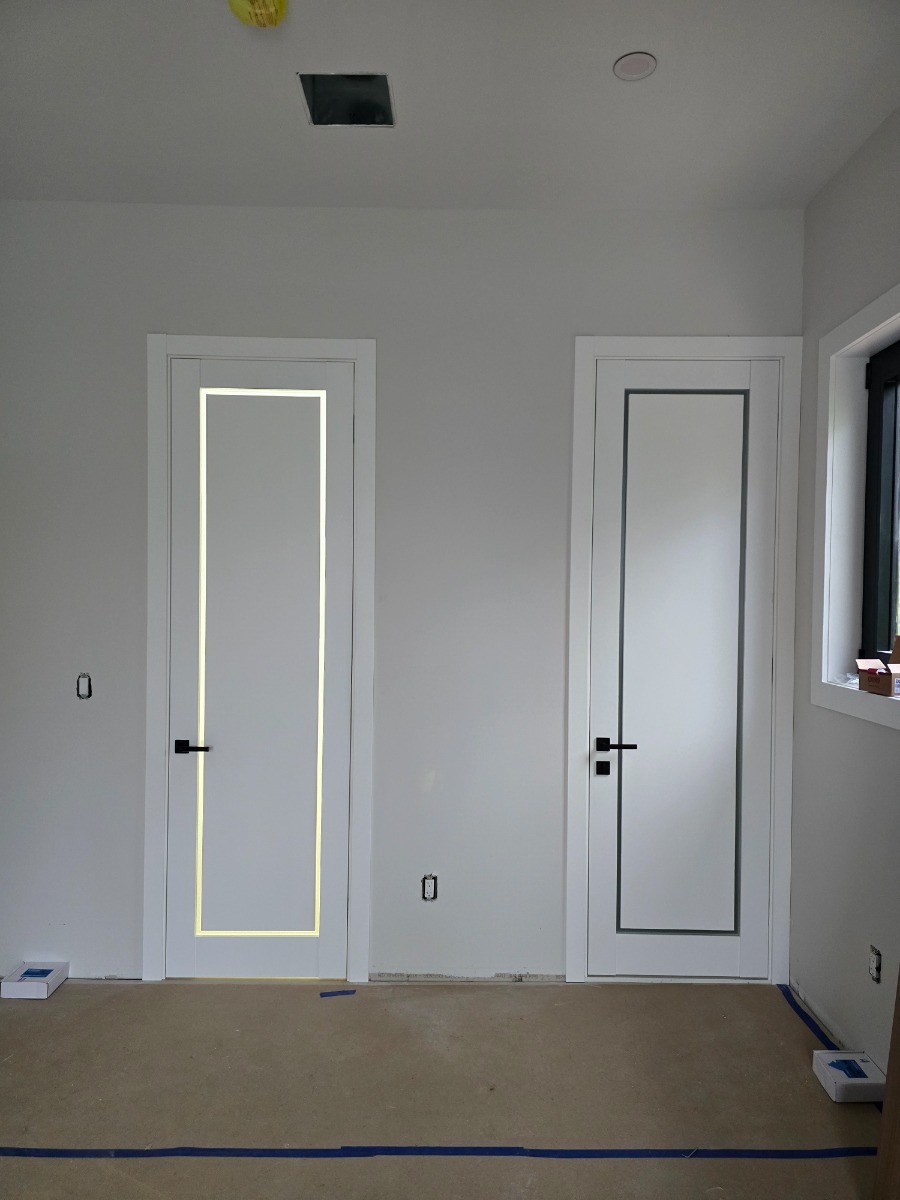 Barn Bypass Doors with 6.6ft Hardware | Planum 0888 Painted White with Frosted Glass | Sturdy Heavy Duty Rails Kit Steel Set | Double Sliding Door-36" x 80" (2* 18x80) photo#16