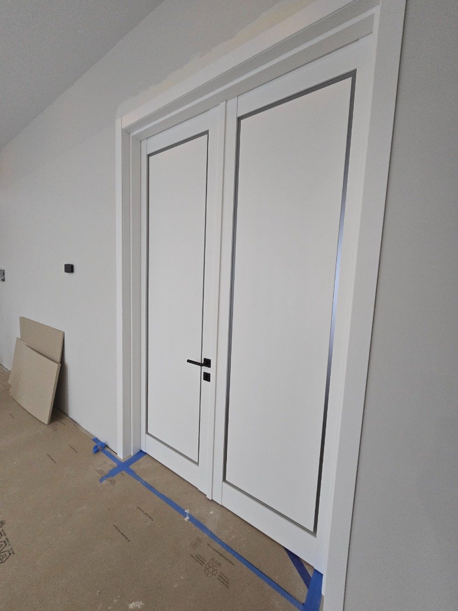 Barn Bypass Doors with 6.6ft Hardware | Planum 0888 Painted White with Frosted Glass | Sturdy Heavy Duty Rails Kit Steel Set | Double Sliding Door-36" x 80" (2* 18x80) photo#17