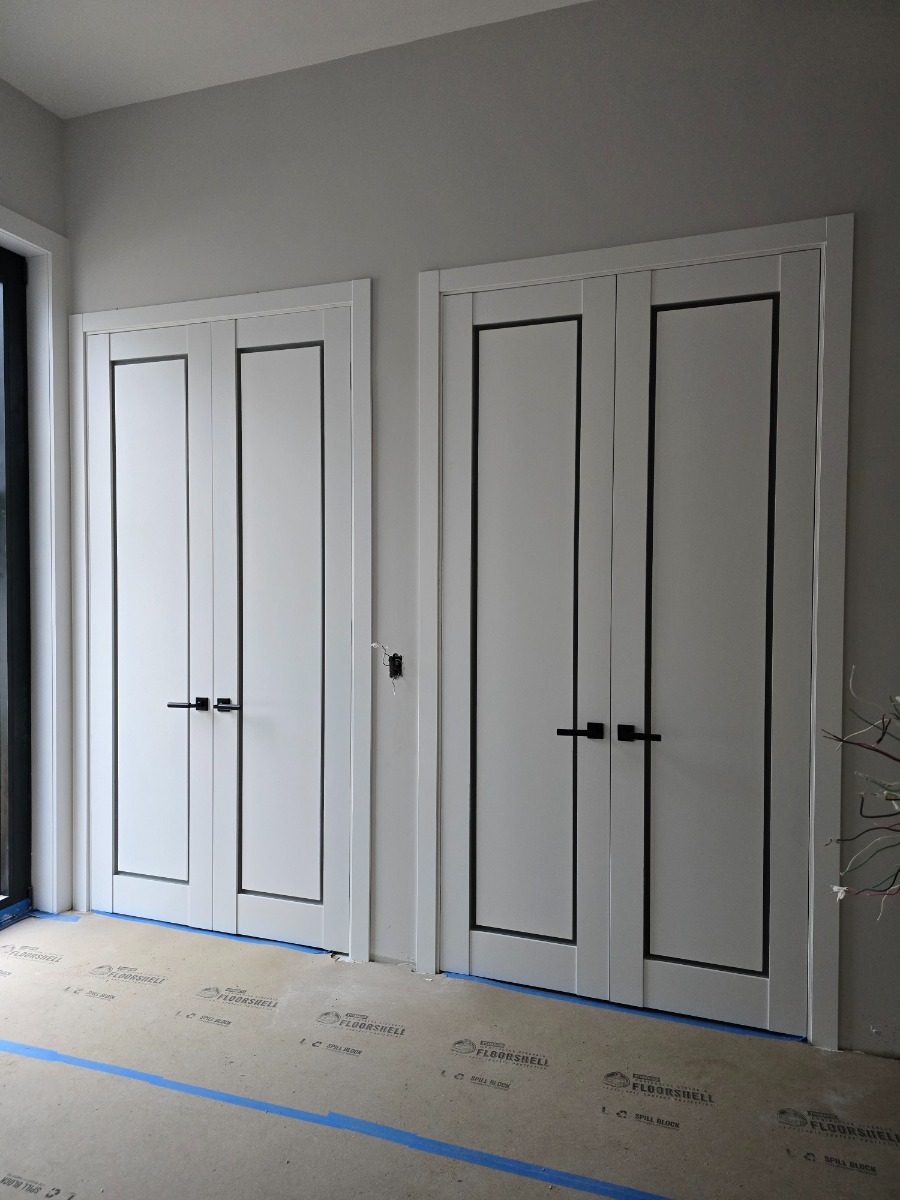 Barn Bypass Doors with 6.6ft Hardware | Planum 0888 Painted White with Frosted Glass | Sturdy Heavy Duty Rails Kit Steel Set | Double Sliding Door-36" x 80" (2* 18x80) photo#14