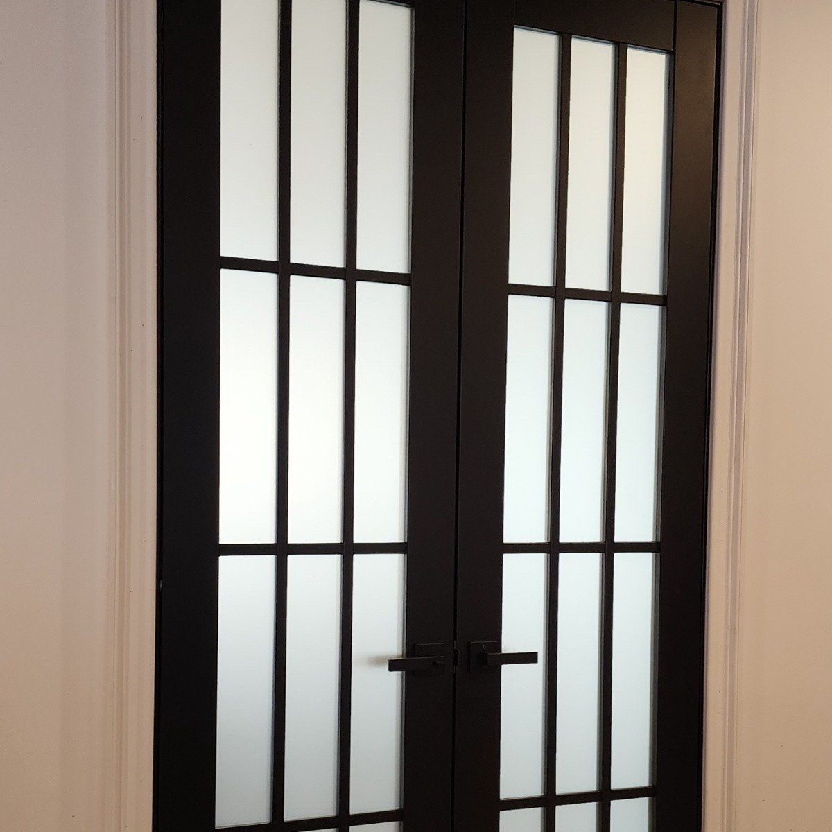 Felicia 3355 Matte Black with Clear Glass Solid French Double Doors