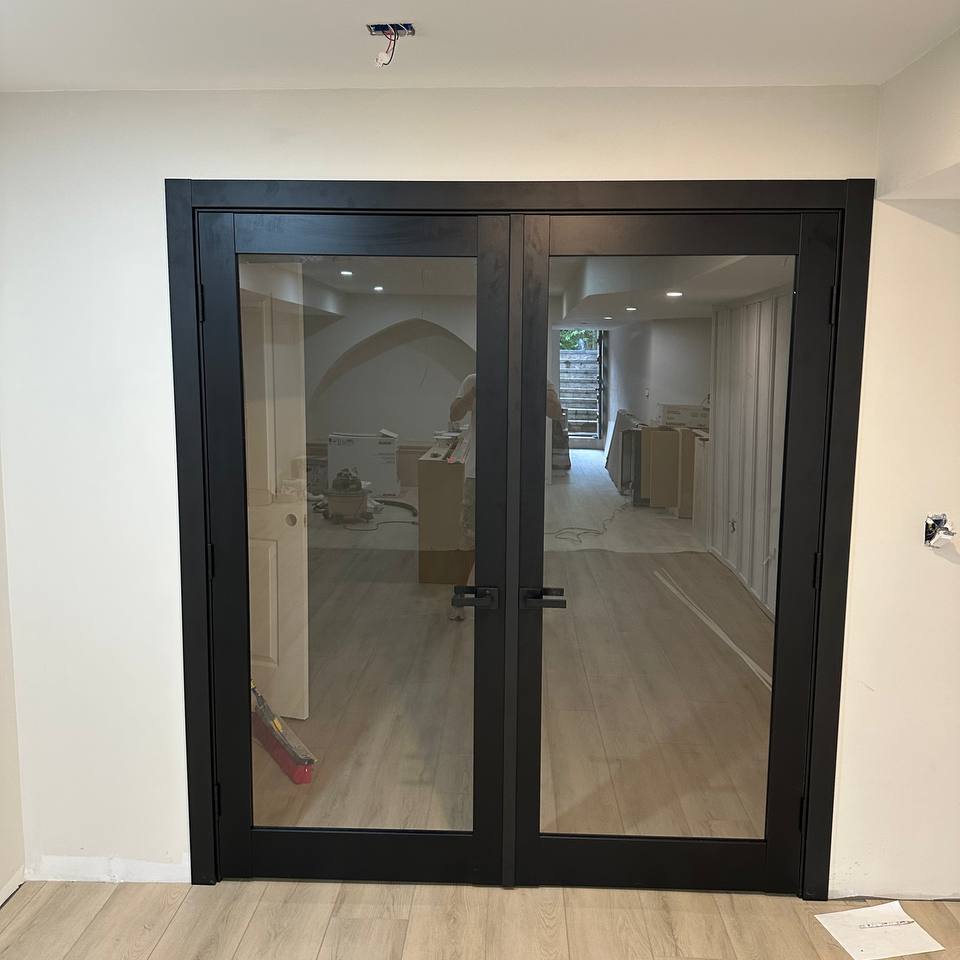 Matte Black doors with clear glass in new Project