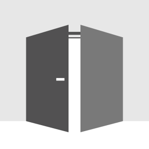 Modern Solid Double Hidden Door with Handle | Planum 0010 Primed with Silver Hidden Frame 56" x 96" Left-hand Outswing Silver Frame | Hinges Lock Handle | Modern Wardrobe Wood Solid Doors Left active door Outswing