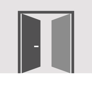 Modern Solid Double Hidden Door with Handle | Planum 0010 Primed with Silver Hidden Frame 84" x 80" Right-hand Outswing Silver Frame | Hinges Lock Handle | Modern Wardrobe Wood Solid Doors Left active door Inswing