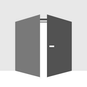 Modern Solid Double Hidden Door with Handle | Planum 0010 Primed with Silver Hidden Frame 56" x 96" Left-hand Outswing Silver Frame | Hinges Lock Handle | Modern Wardrobe Wood Solid Doors Right active door Outswing