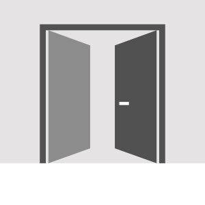 Modern Solid Double Hidden Door with Handle | Planum 0010 Primed with Silver Hidden Frame 84" x 80" Right-hand Outswing Silver Frame | Hinges Lock Handle | Modern Wardrobe Wood Solid Doors Right active door Inswing