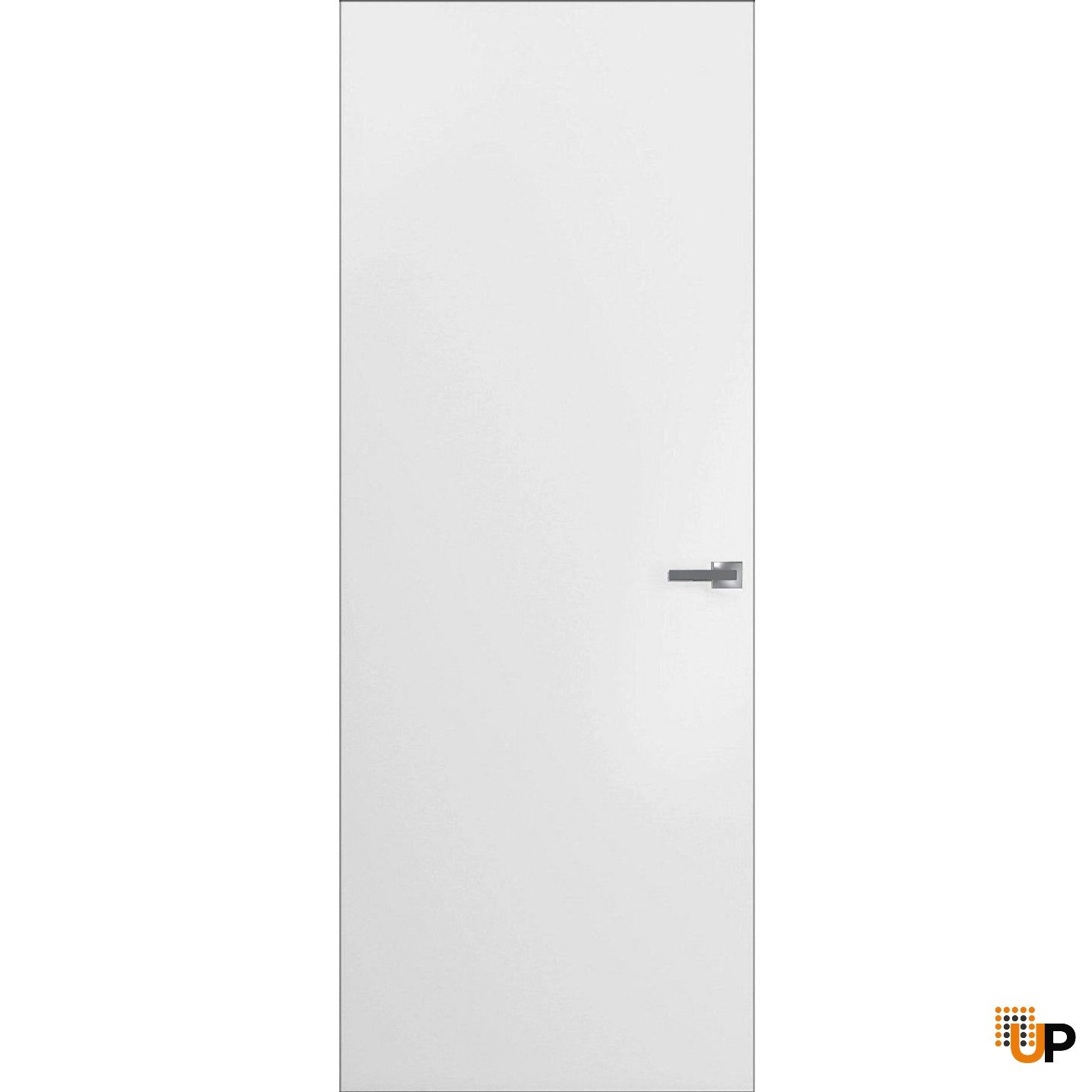 Modern Solid Hidden Door with Handle | Planum 0010 Primed with Black Hidden Frame 42" x 96" Left-hand Outswing Black Frame | Hinges Lock Handle | Modern Wardrobe Wood Solid Doors photo#1