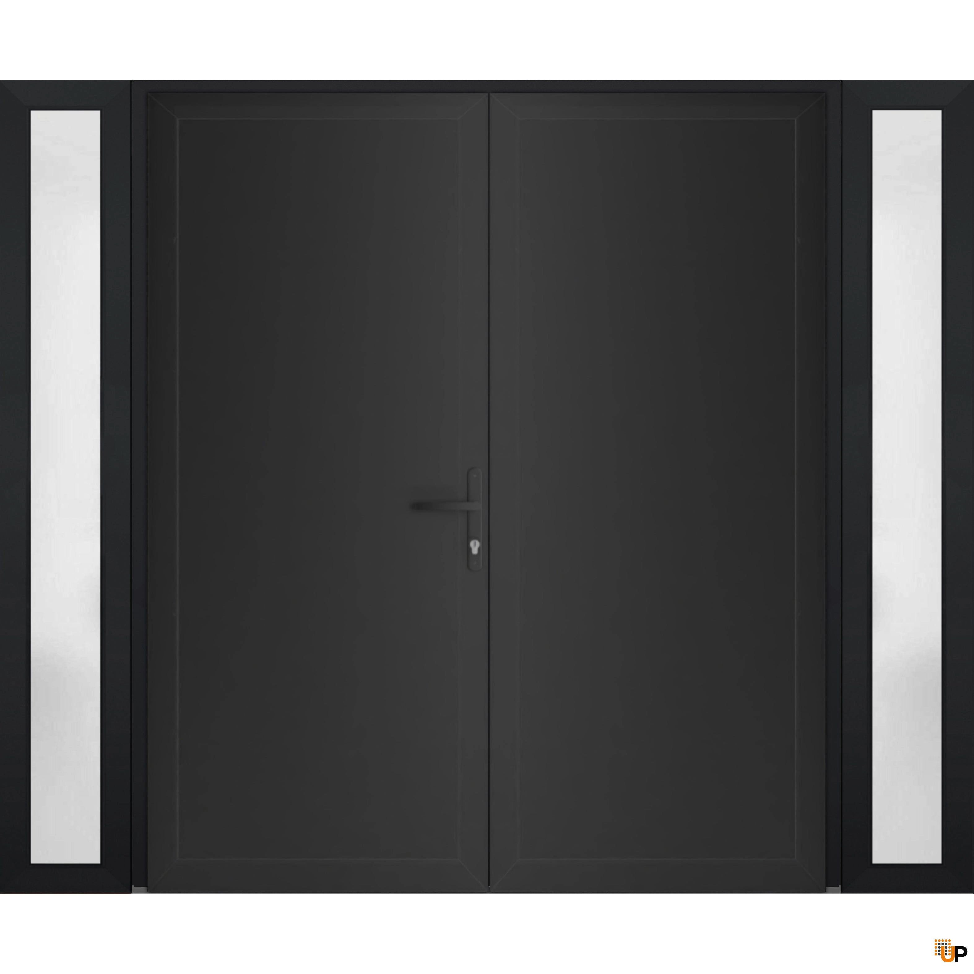 Double swing vinyl modern exterior door | Manux 8111 Black Matte