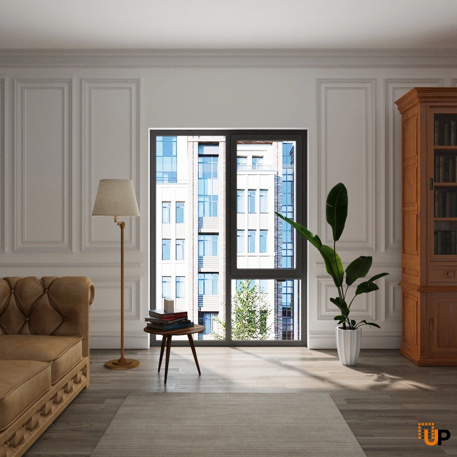 Three-Part Window PVC, Size 59 x 87, Upper Section Operable, Antracite Color, Black Frame Color, Double Pane, Transpered Glass (View from inside) photo#2
