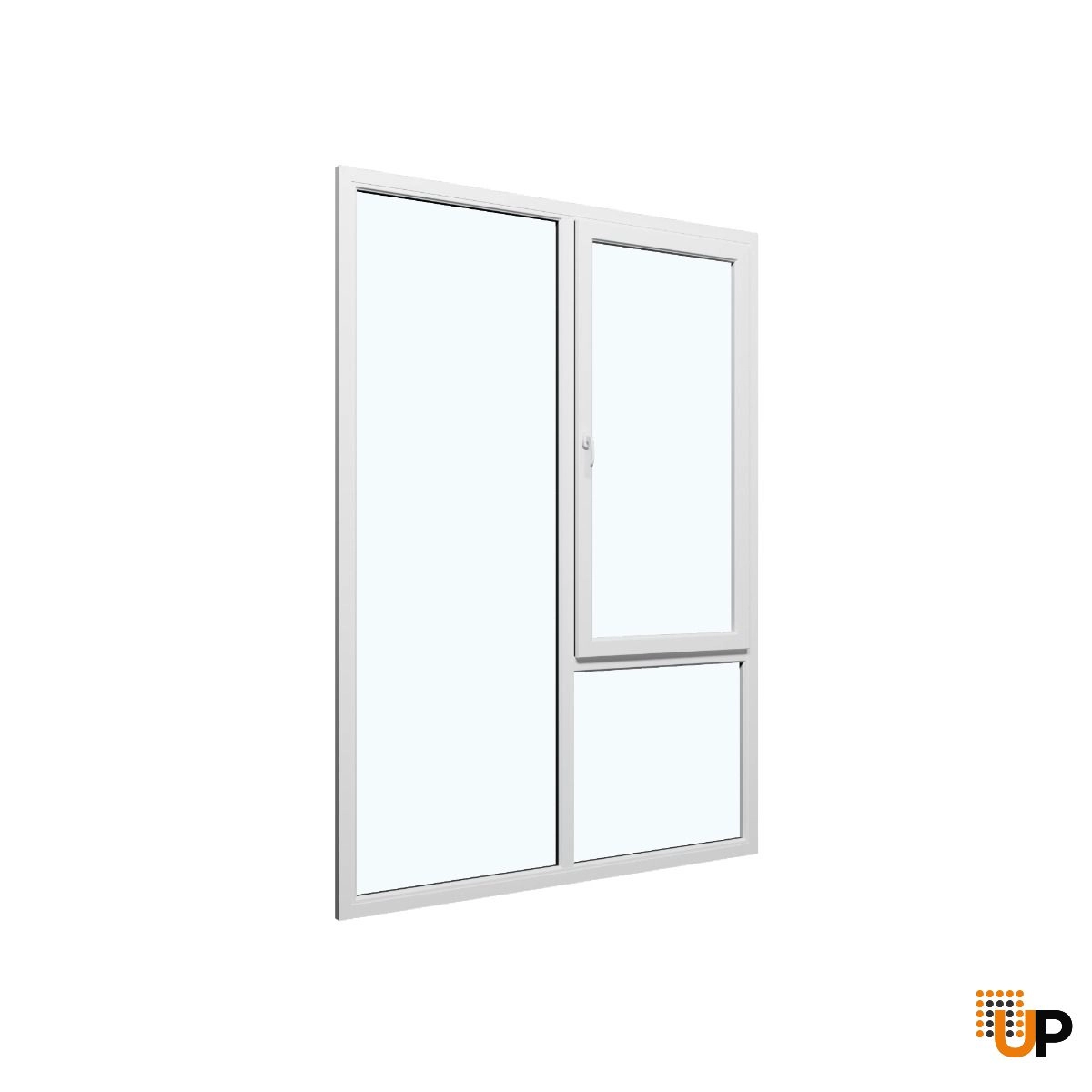 Three-Part Window PVC, Size 59 x 87, Upper Section Operable, White, Double Pane, Transpered Glass (View from inside) photo#1