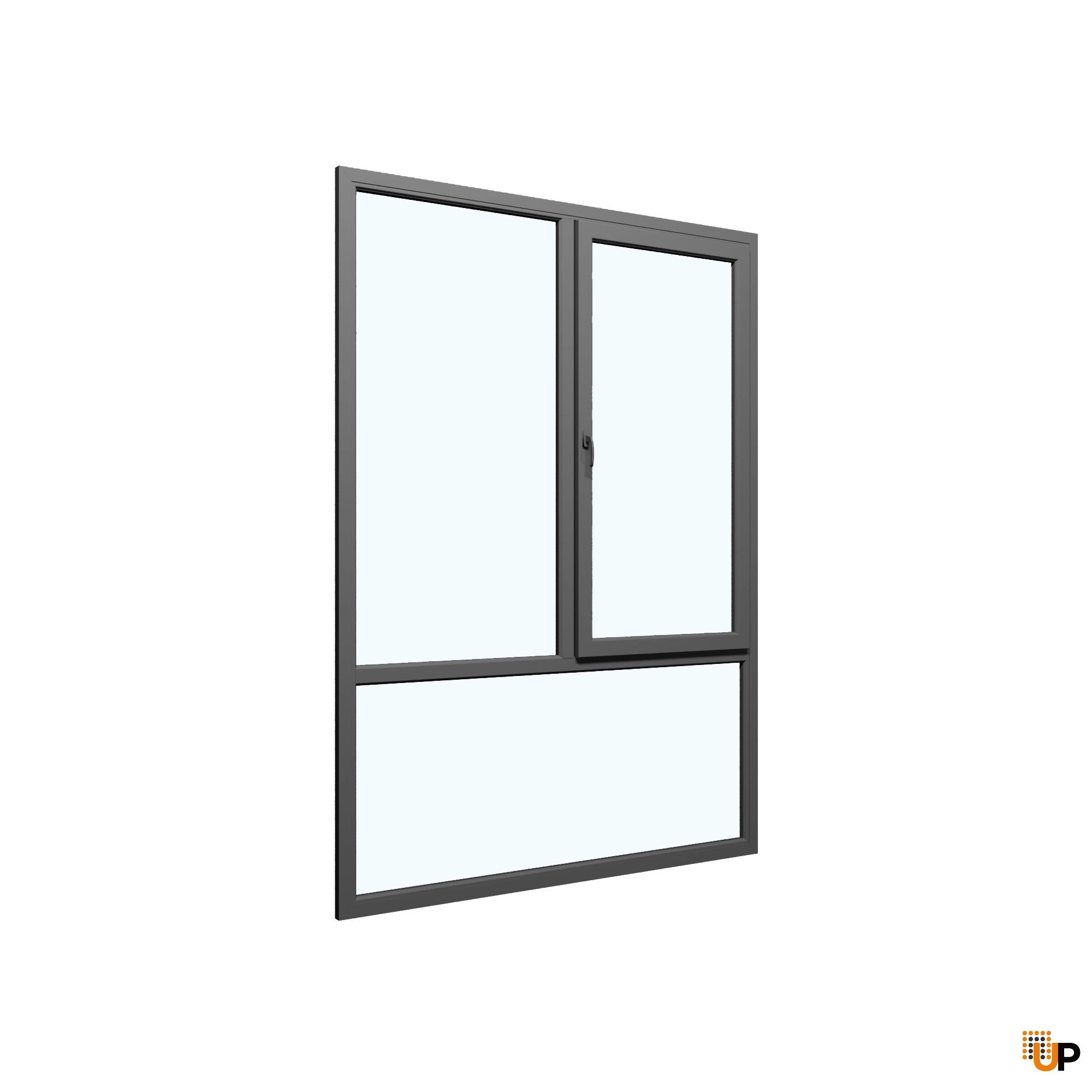 Three-Part Window Aluminum, Size 70 x 87, Upper Section Operable, Antracite Color, Double Pane, Transpered Glass (View from inside) photo#1