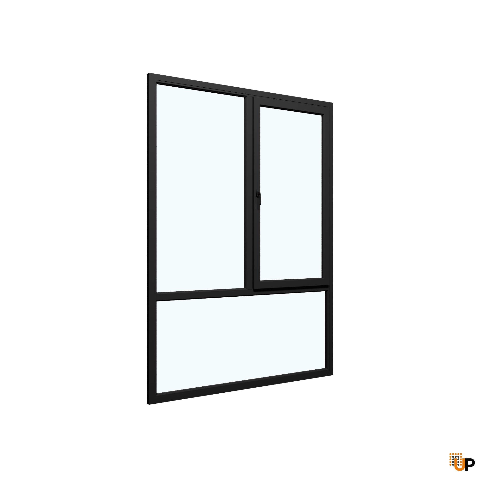 Three-Part Window Aluminum, Size 70 x 87, Upper Section Operable, Black Color, Triple Pane, Transpered Glass (View from inside) photo#1