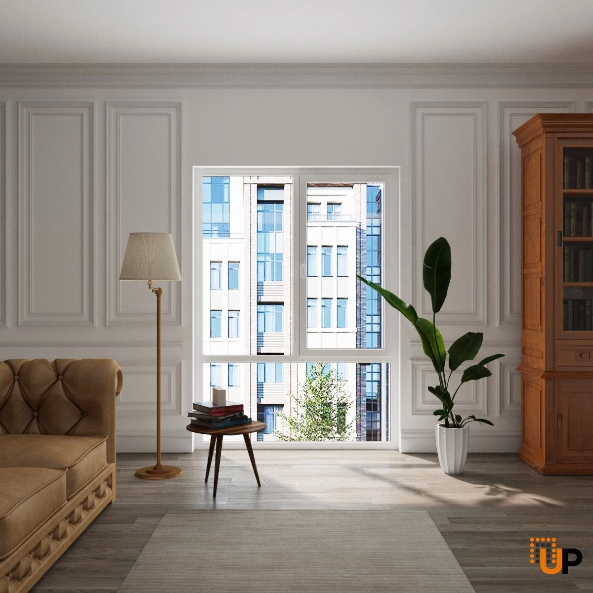 Three-Part Window PVC, Size 70 x 87, Upper Section Operable, White, Black Frame Color, Transpered Glass (View from inside) photo#2