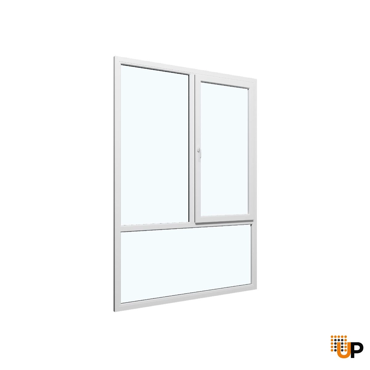 Three-Part Window Aluminum, Size 70 x 87, Upper Section Operable, White, Black Frame Color, Double Pane, Transpered Glass (View from inside) photo#1