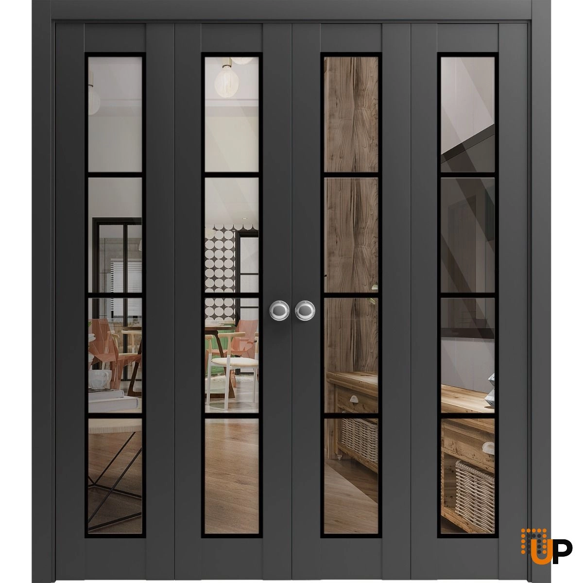 Interior Bi-fold Door Lucia 2466 96 x 96 (4* 24x96) Black | United