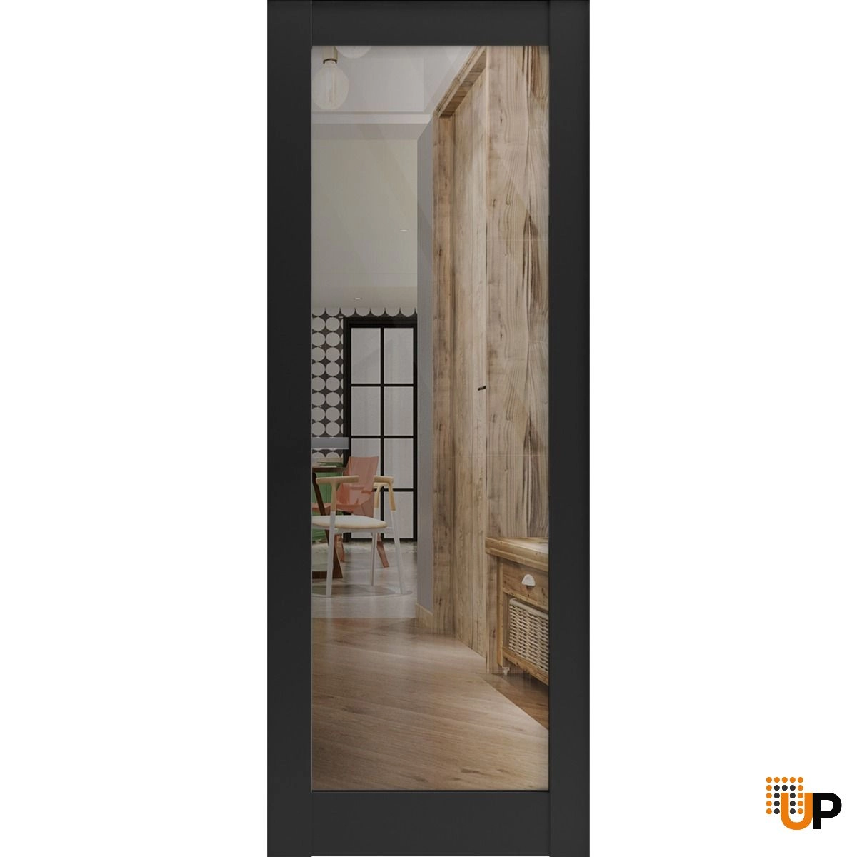 Slab Barn Door Panel Lite | Lucia 2166 Matte Black with Clear Glass | Sturdy Finished Modern Doors | Pocket Closet Sliding  photo#2