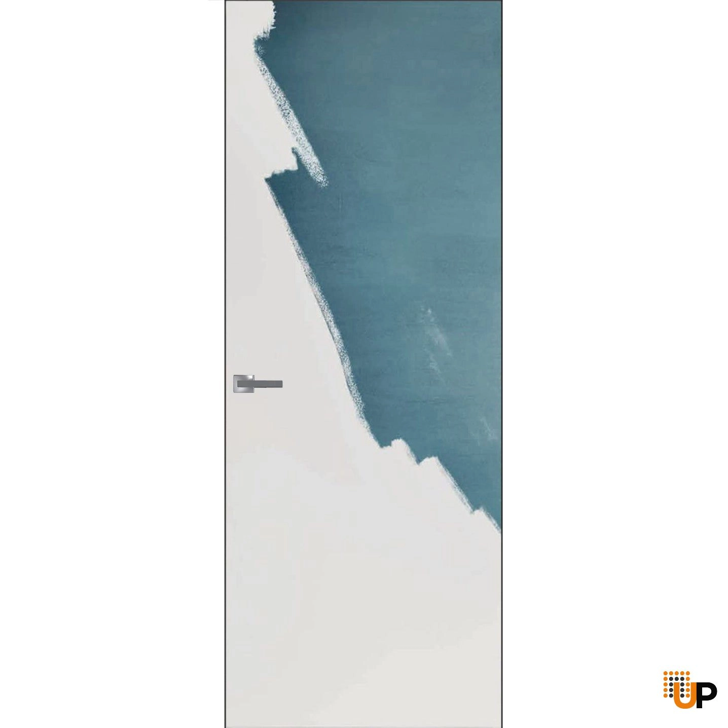 Modern Solid Hidden Door with Handle | Planum 0010 Primed with Black Hidden Frame 42" x 96" Left-hand Outswing Black Frame | Hinges Lock Handle | Modern Wardrobe Wood Solid Doors photo#2