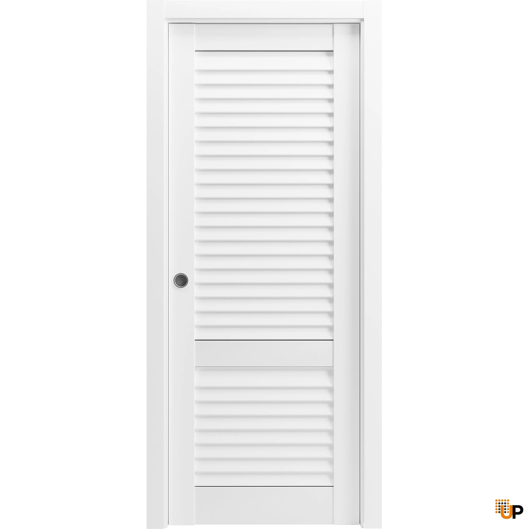 Single solid core sliding louvered interior pocket door | LOUVER