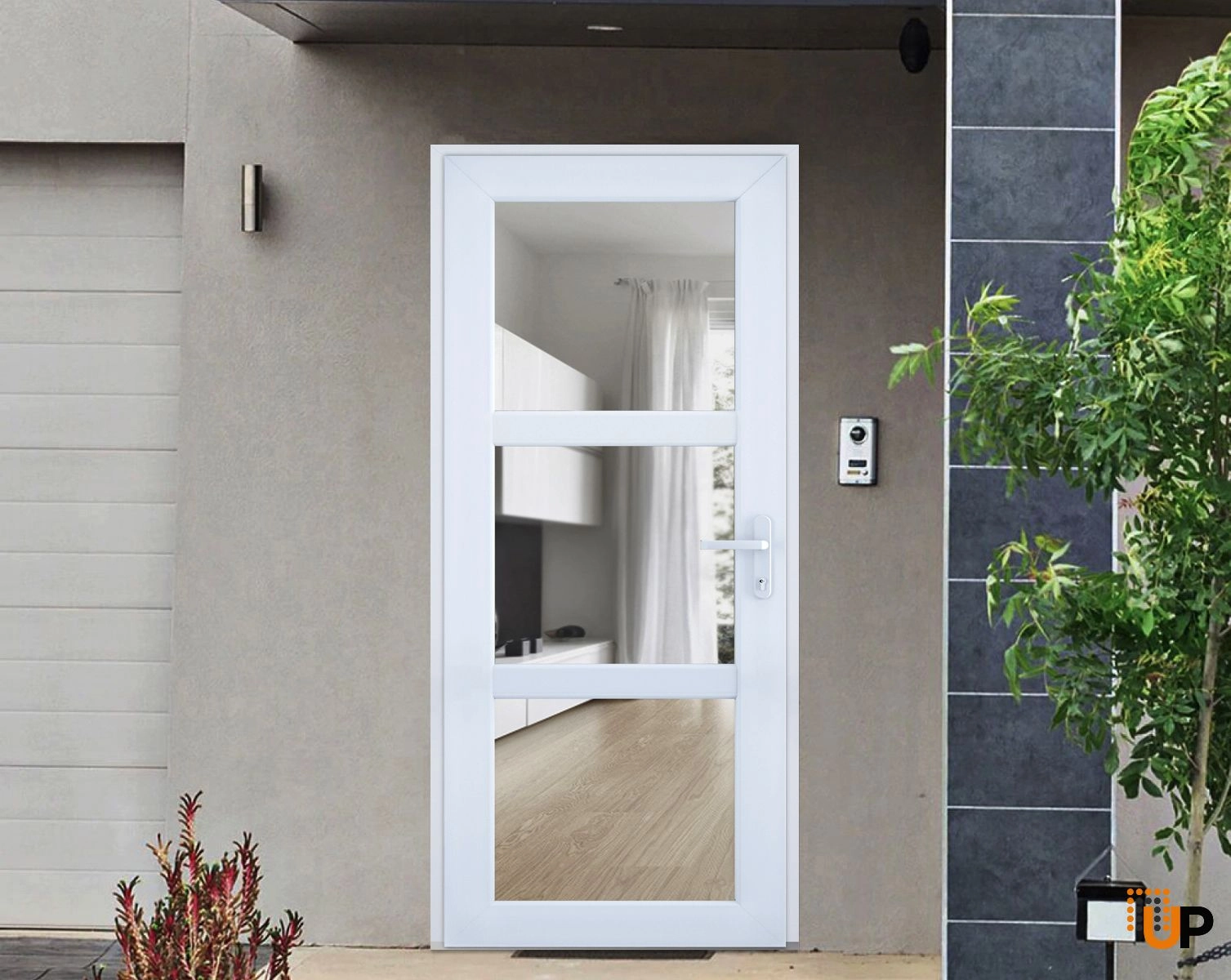 Manux 8522 exterior metal-plastic door 36x80 (36x80) white upvc Photo #2
