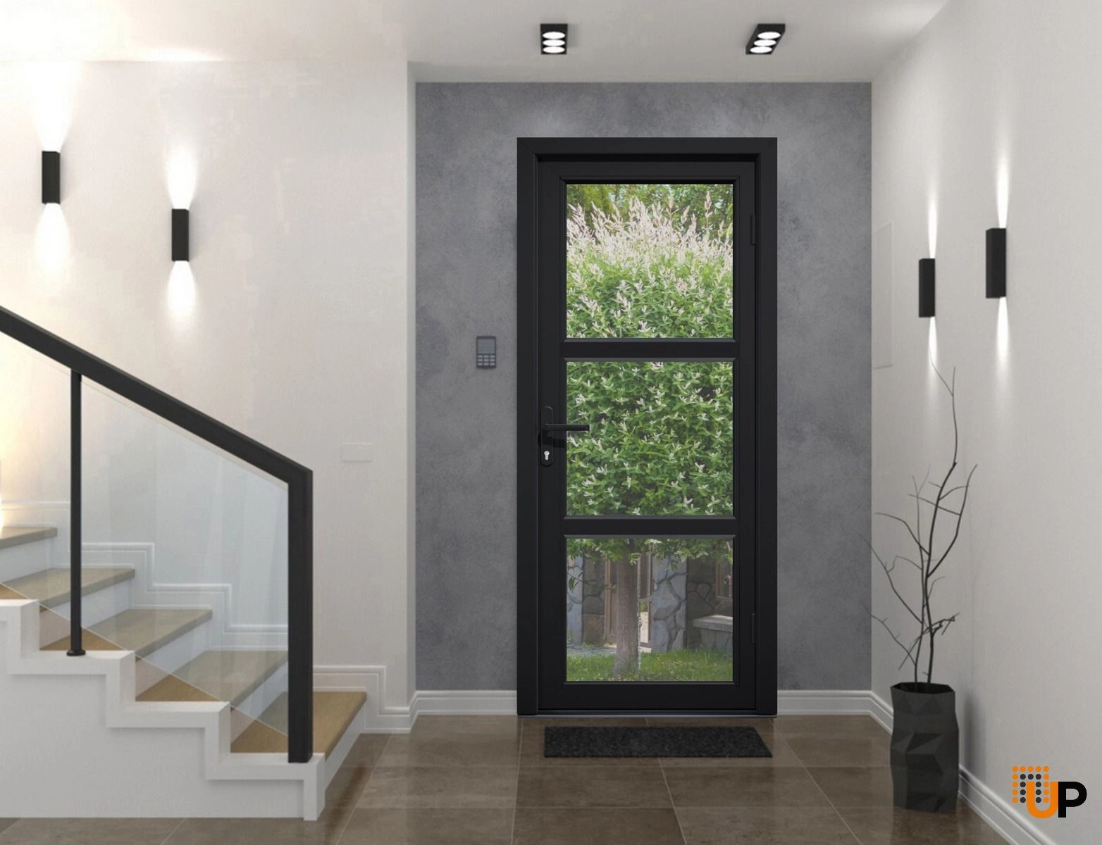 Manux 8522 exterior metal-plastic door 30x80 (30x80) black upvc Photo #2