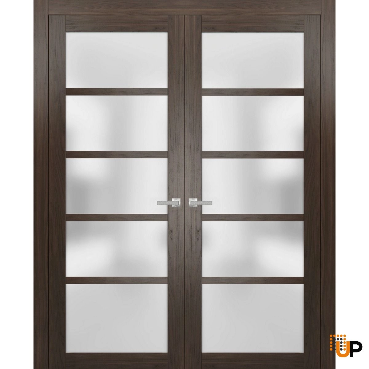 Double mdf french interior swing double door with frosted glass