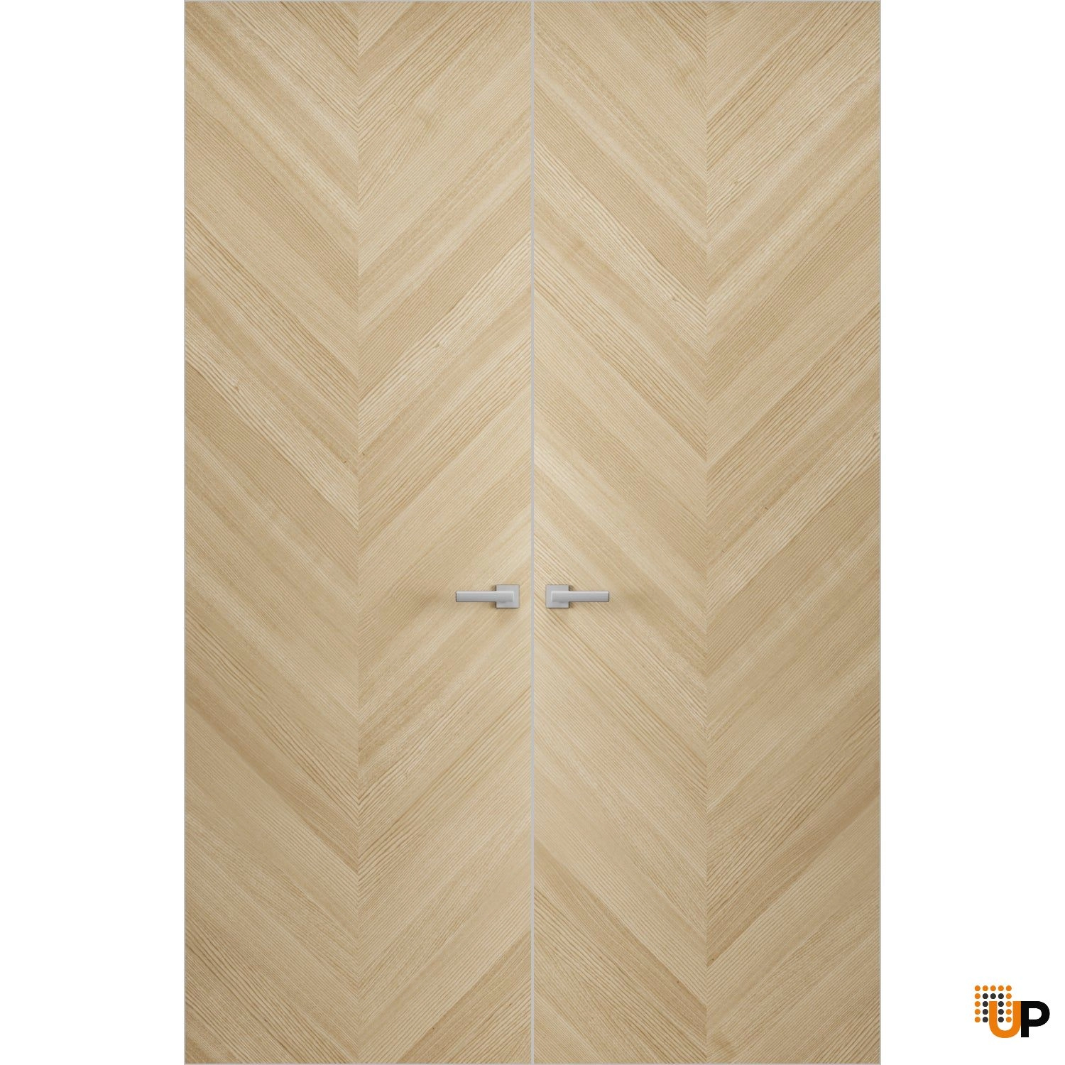 Hidden Double Doors | Ego 5005 Painted White Oak Concealed Metal Frame 36" x 80" (2* 18x80) Left-hand Inswing photo#1