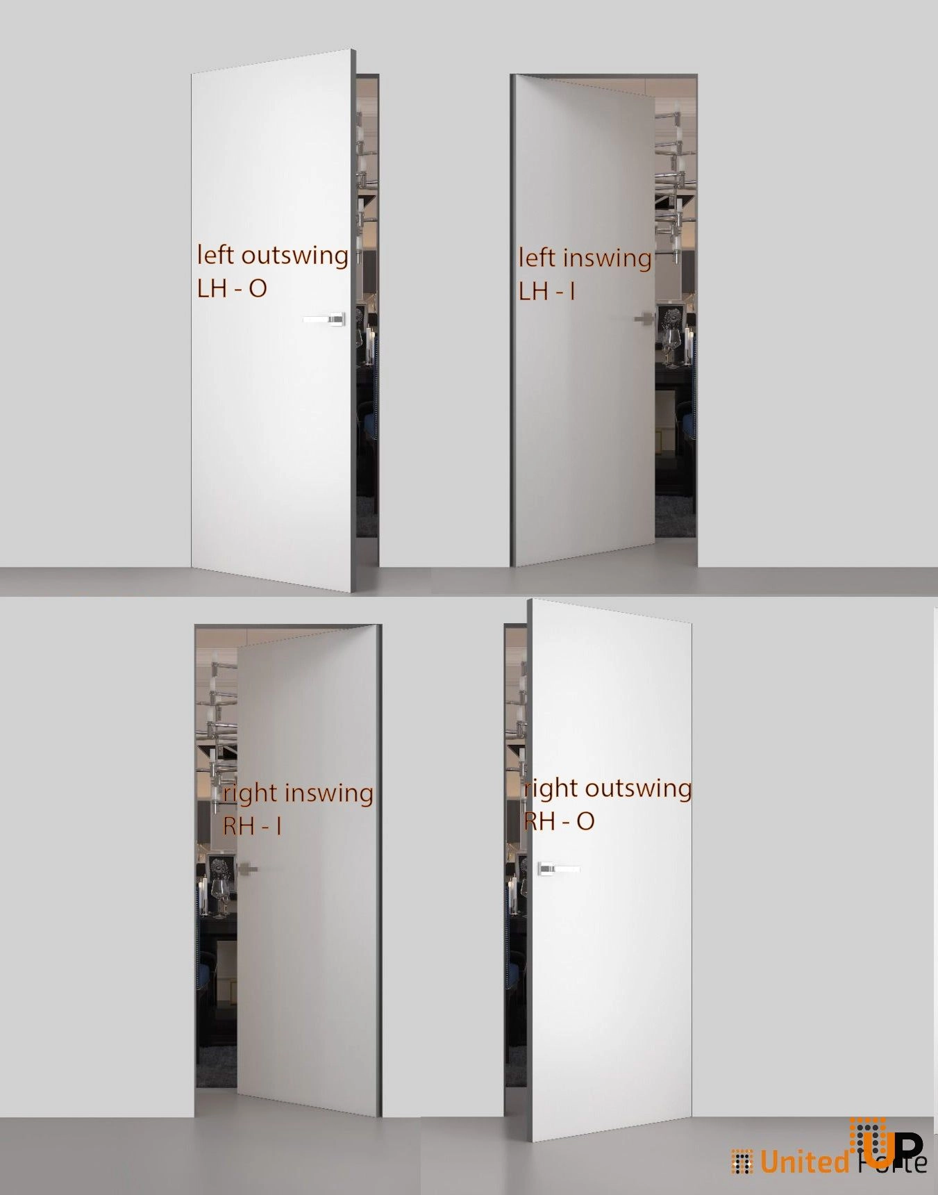 Modern Solid Hidden Door with Handle | Planum 0010 Primed with Black Hidden Frame 42" x 96" Left-hand Outswing Black Frame | Hinges Lock Handle | Modern Wardrobe Wood Solid Doors photo#3