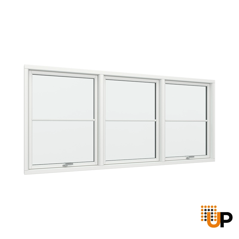 Bay 3 Windows Aluminum with Top Control, Size 114 x 50,Glass Panels 1x2, White, Triple Pane, Transpered Glass (View from inside) photo#1