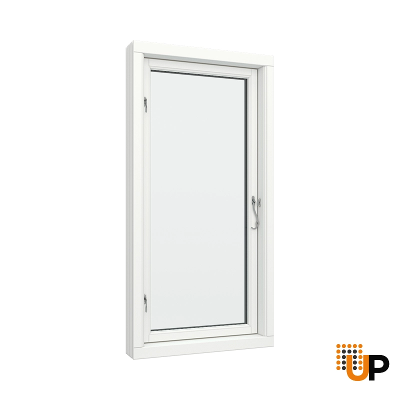 Single-Glass Aluminum Casement Window with Side Hinges, Size 30 x 60, White, Black Frame Color, Double Pane, Transpered Glass (View from inside) photo#1