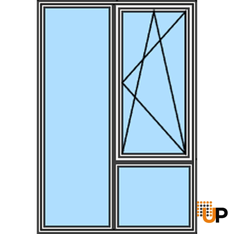 Three-Part Window PVC, Size 59 x 87, Upper Section Operable, White, Black Frame Color, Double Pane, Transpered Glass (View from inside) photo#3