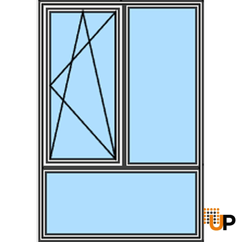Three-Part Window PVC, Size 70x87, Upper Section Operable, White, Triple Pane, Transpered Glass (View from inside) photo#3