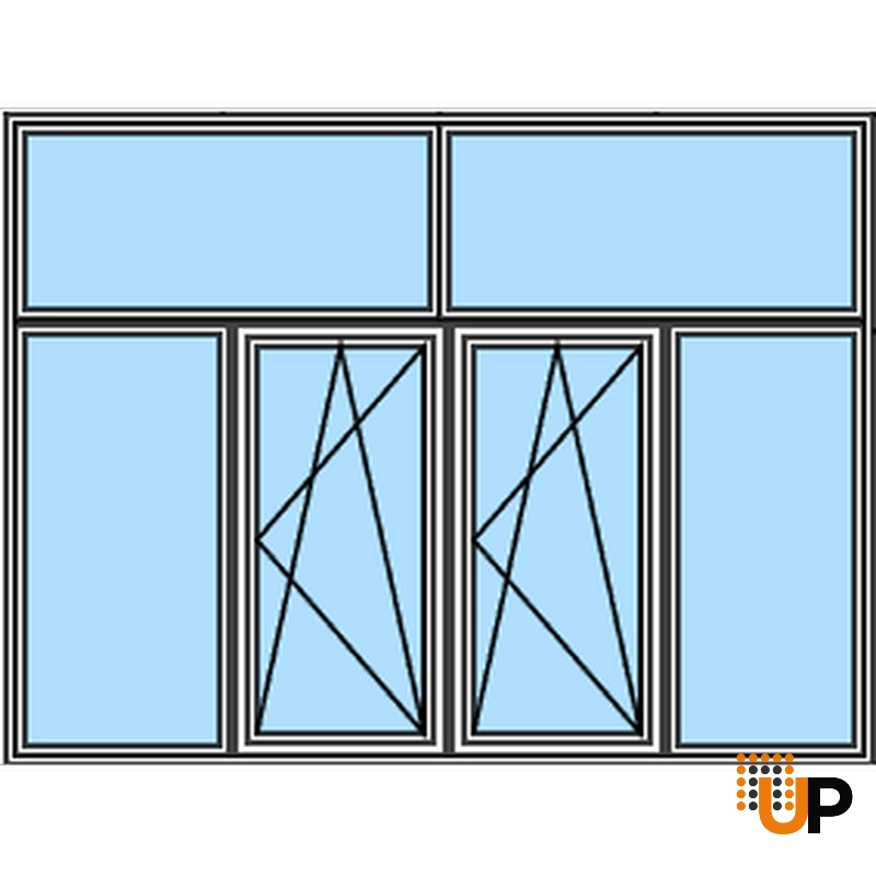 Six-Part Window PVC, Size 112 x 83, Two Center Sections Operable, White, Double Pane, Transpered Glass (View from inside) photo#3