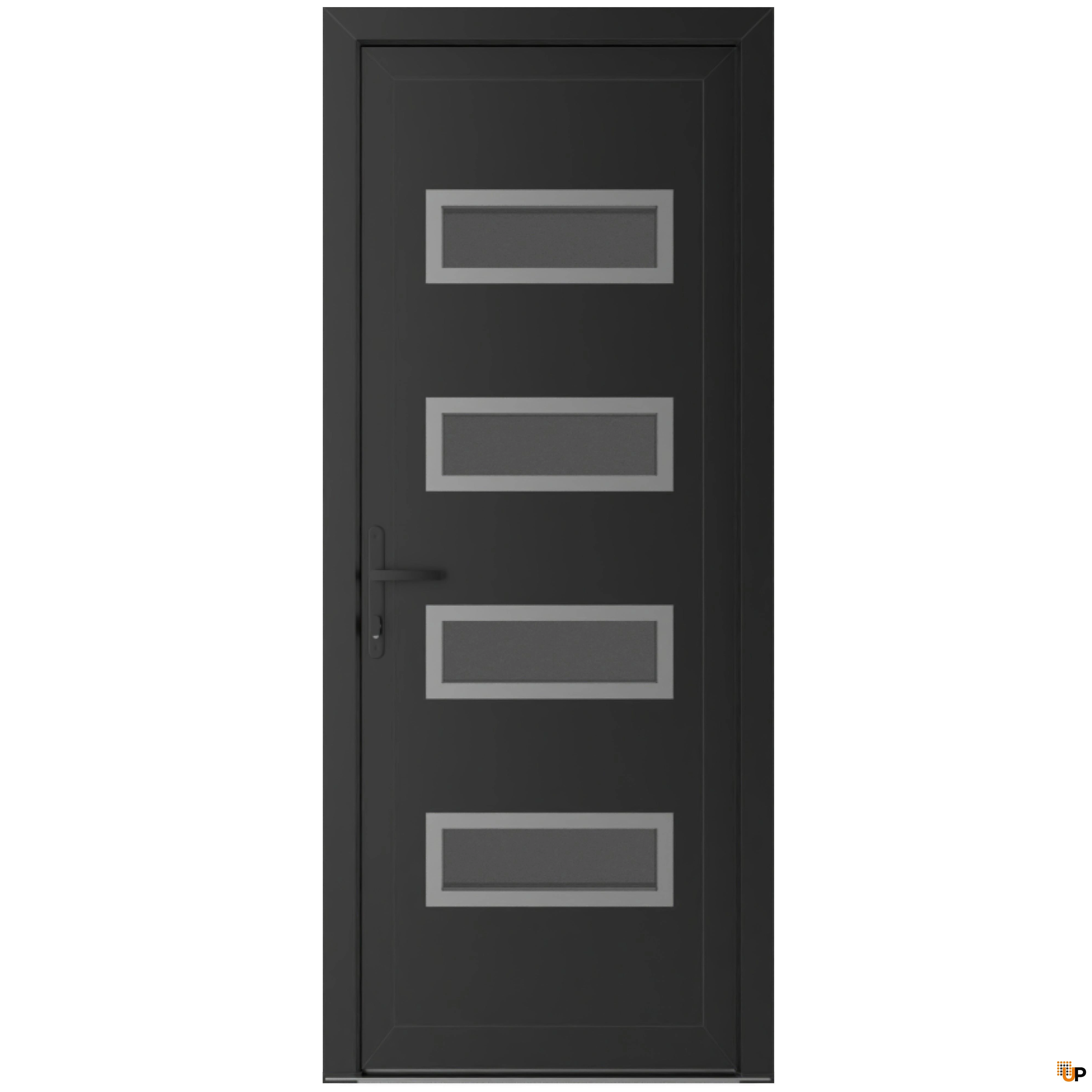 1/f SPACE IRONBOARD (Black coating) L 新品 Single swing vinyl modern exterior door with tempered | Manux 8113