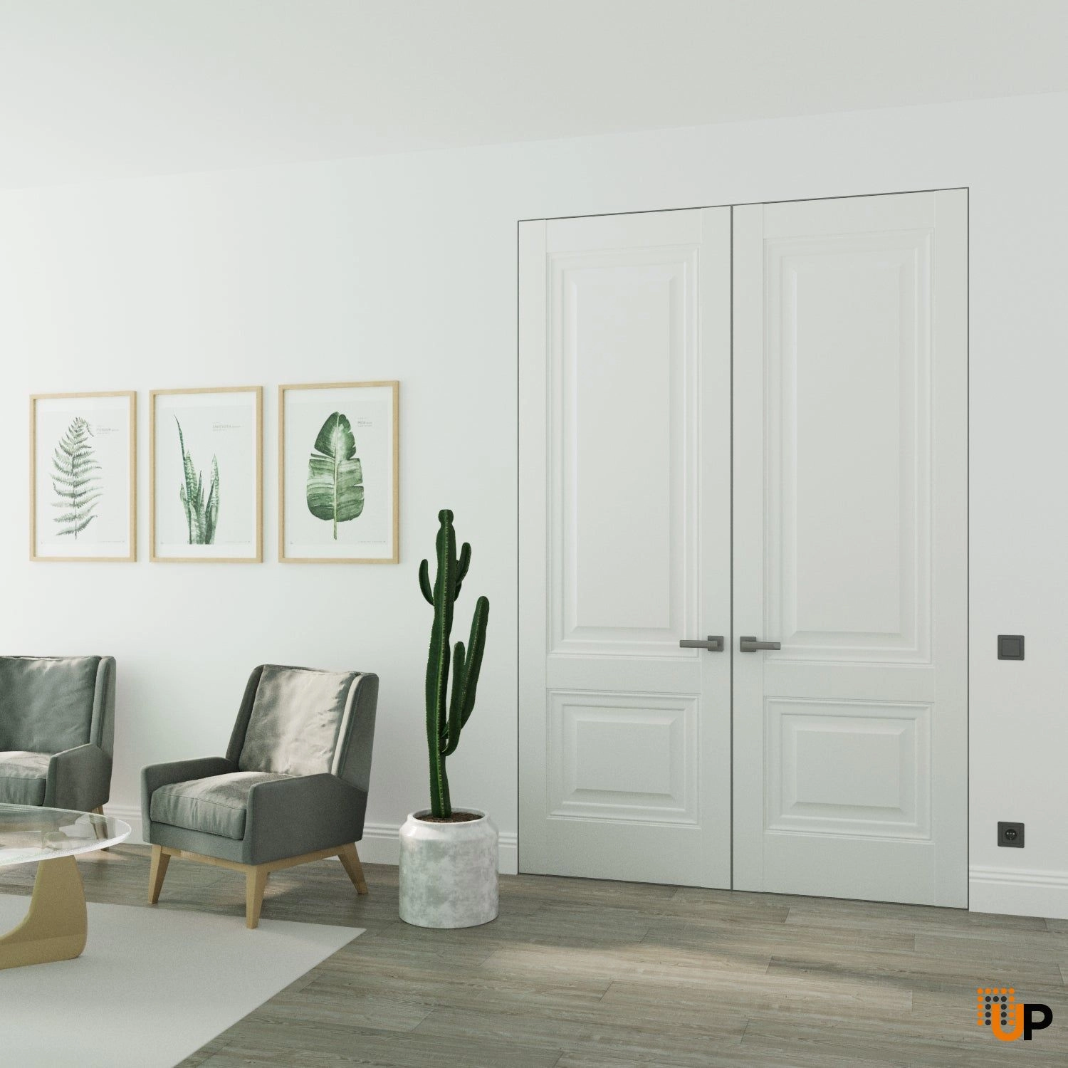 Hidden Double Doors | Lucia 8831 White Silk Concealed Metal Frame 36" x 80" (2* 18x80) Left-hand Inswing photo#2