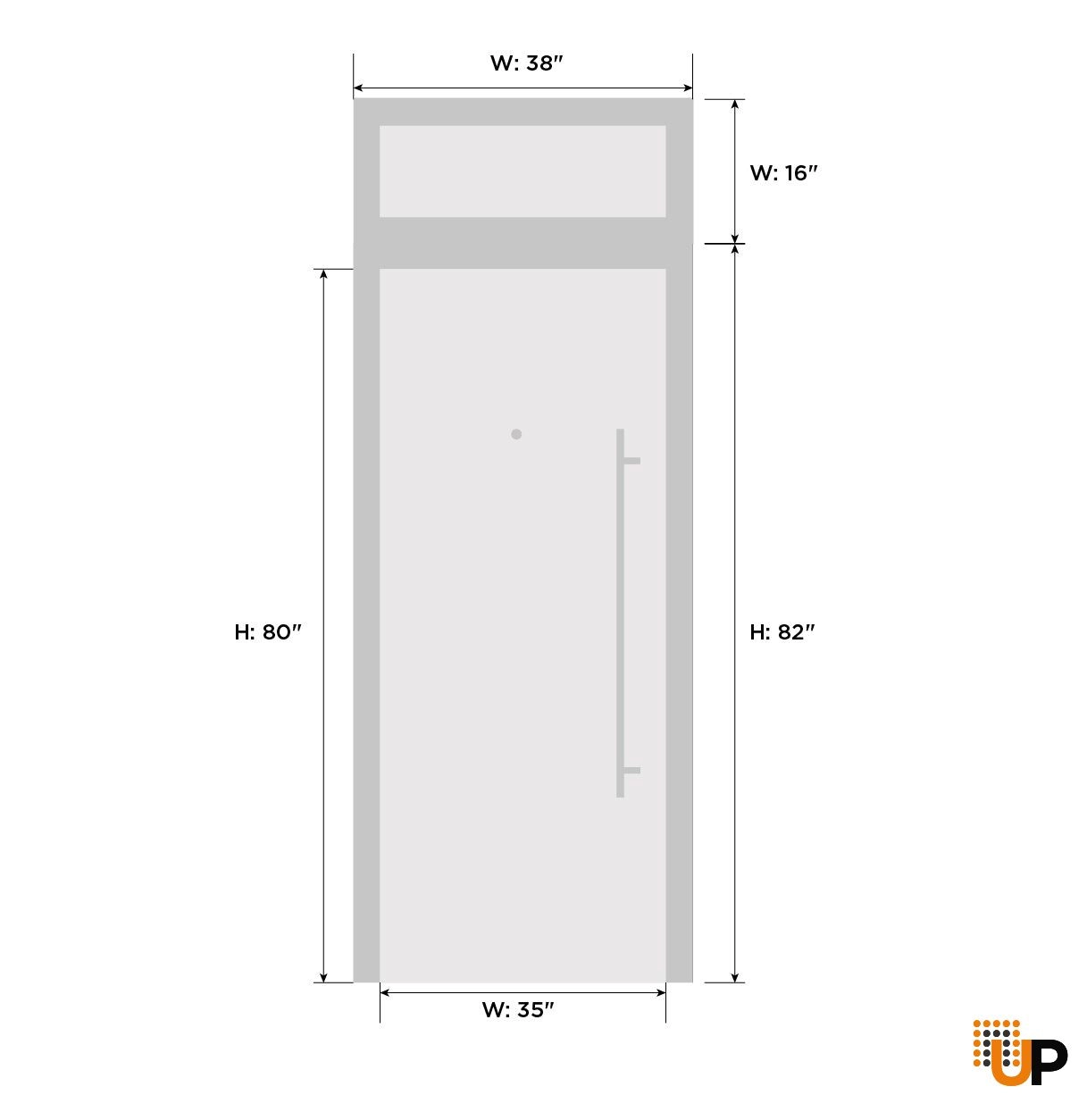 Front Exterior Prehung Steel Door / Deux 1717 Gray Graphite / Transom Window / Stainless Inserts Single Modern Painted-W36" x H96+14"-Right-hand Inswing photo#5