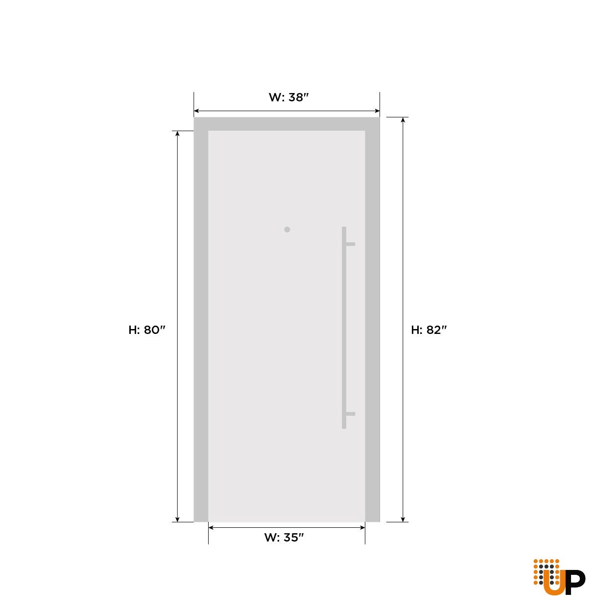 Front Exterior Prehung Steel Door / Deux 1717 Gray Graphite / Stainless Inserts Single Modern Painted-W36" x H96"-Right-hand Inswing photo#5