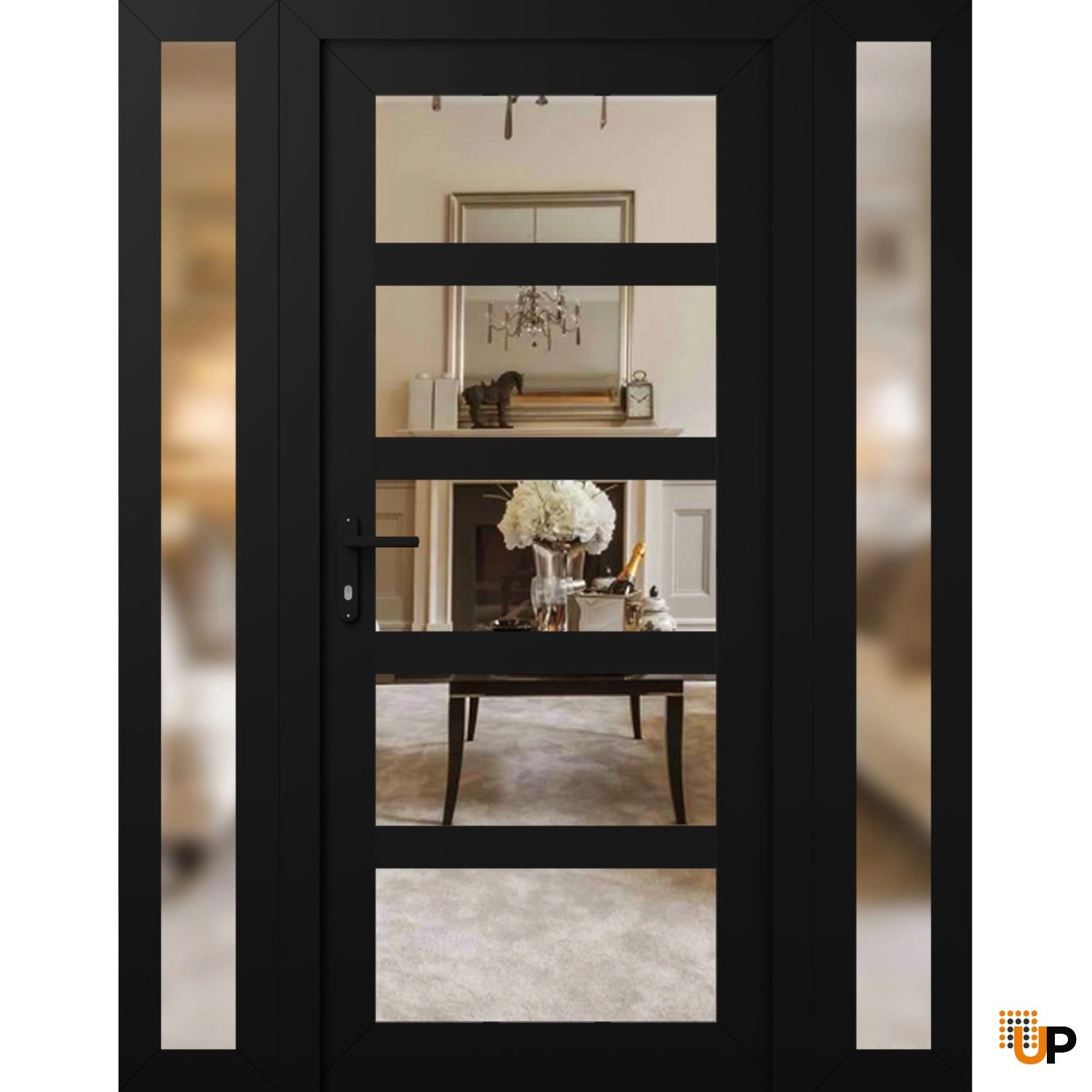 Manux 8522 exterior metal-plastic door 60x80 (12+36+12x80) black upvc Photo #1