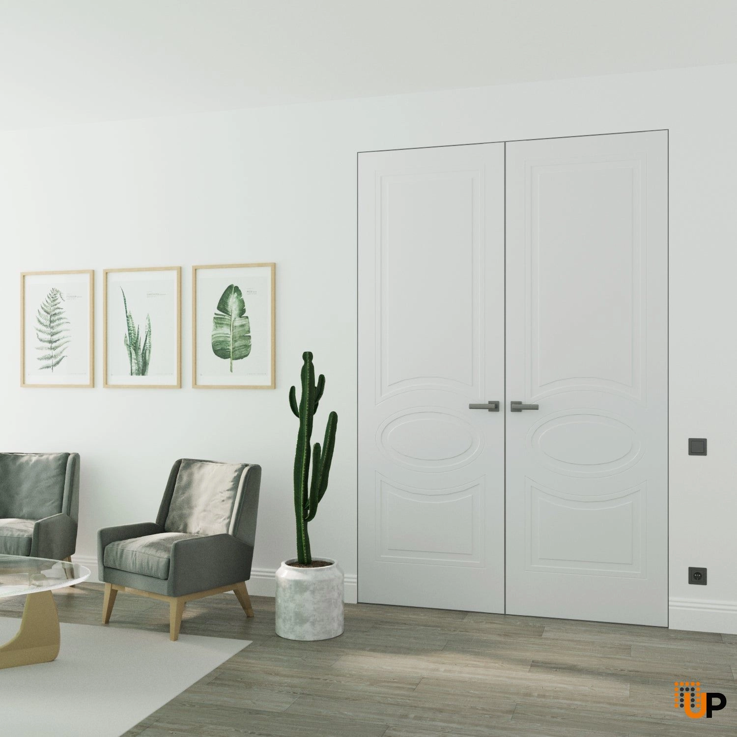 Hidden Double Doors | Mela 7001 White Silk Concealed Metal Frame 36" x 80" (2* 18x80) Left-hand Inswing photo#2
