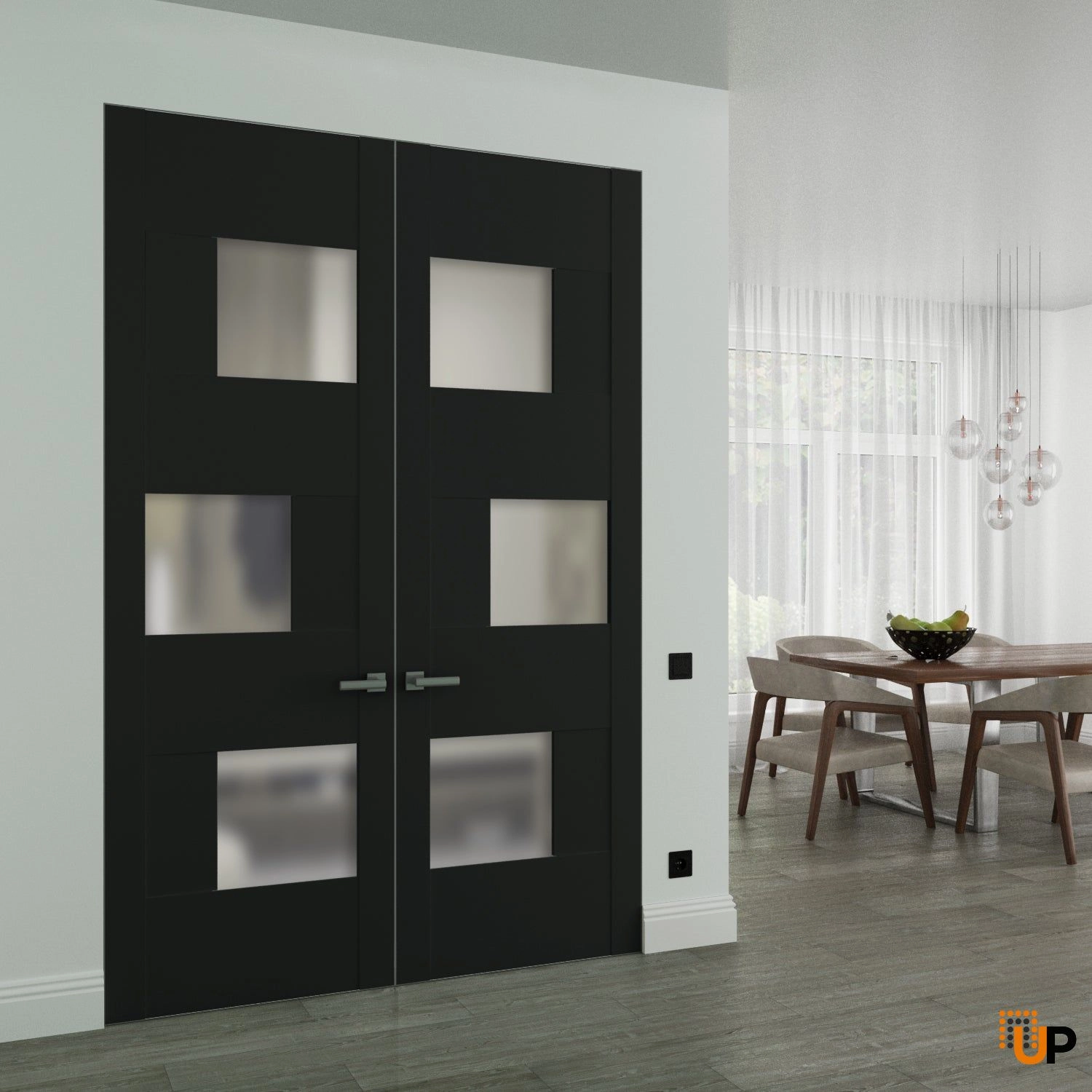 Hidden Double Doors | Sete 6933 Matte Black Concealed Metal Frame 36" x 80" (2* 18x80) Left-hand Inswing photo#2