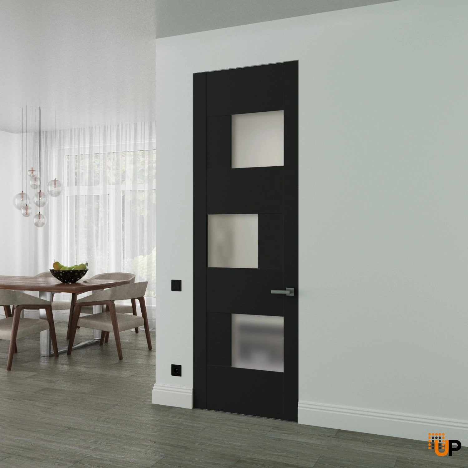 Hidden Door | Sete 6933 Matte Black Concealed Metal Frame 18" x 80" Left-hand Inswing photo#2