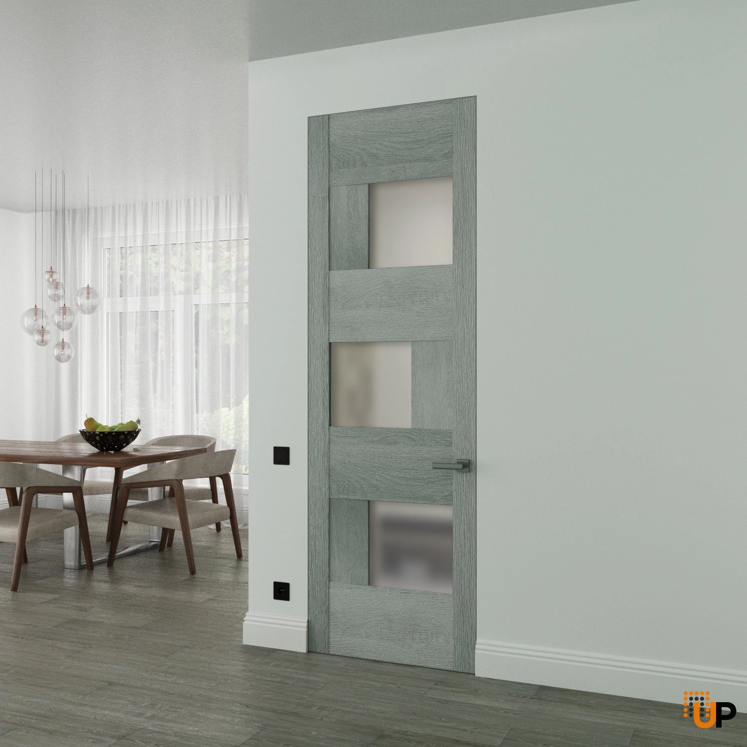 Hidden Door | Sete 6933 Light Grey Oak Concealed Metal Frame 18" x 80" Left-hand Inswing photo#2
