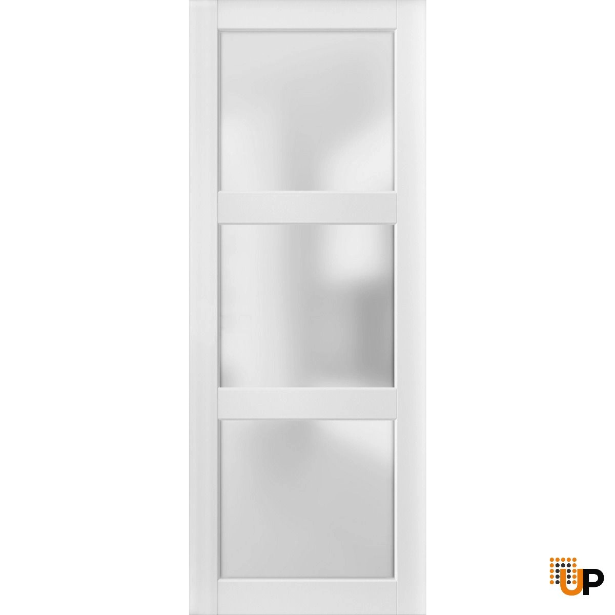 Lite Slab Barn Door Panel | Lucia 2552 White Silk with Opaque Glass | Sturdy Finished Wooden Modern Doors | Pocket Closet Sliding -32" x 80" photo#1