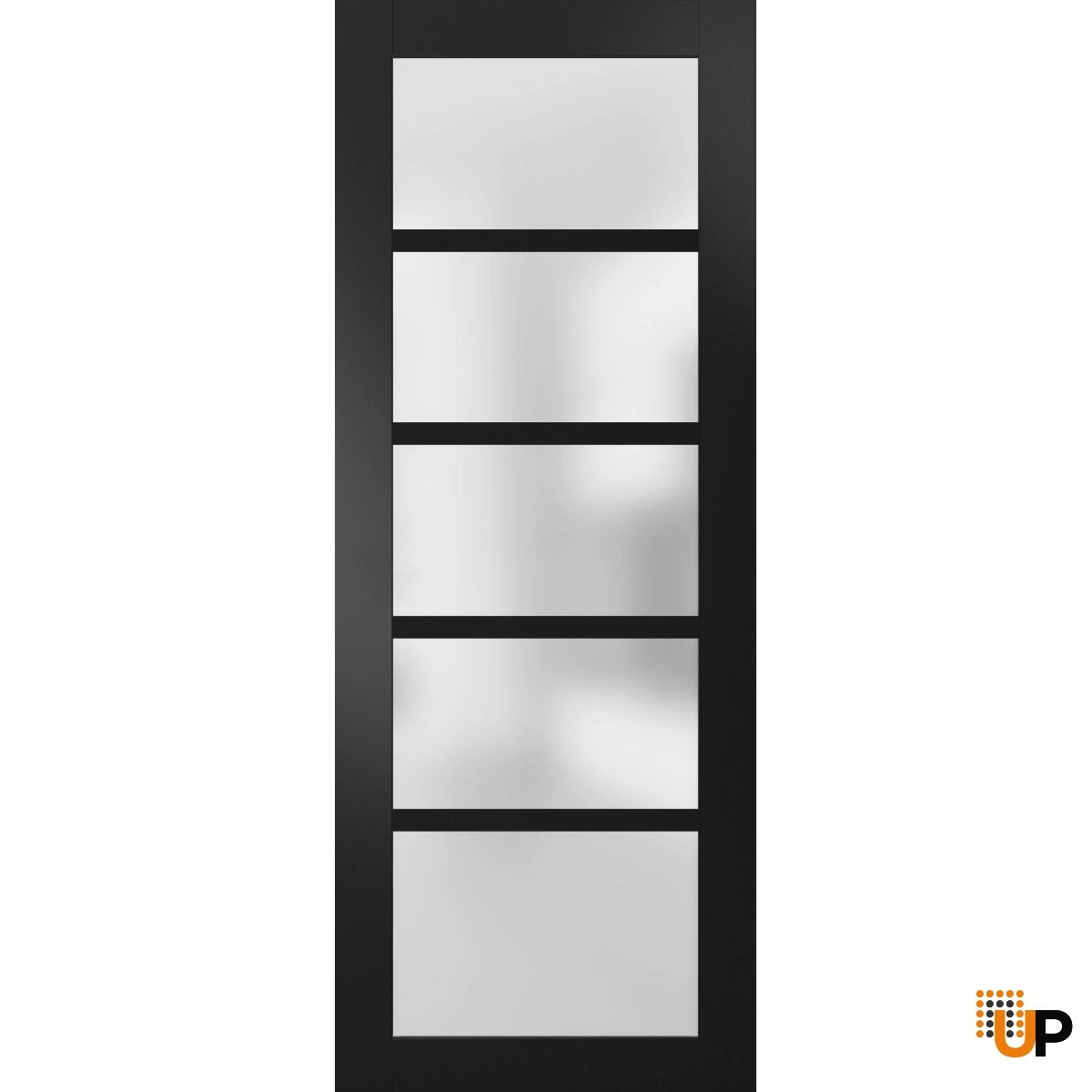 Slab Barn Door Panel Frosted Glass | Quadro 4002 Black Matte | Sturdy Finished Doors | Pocket Closet Sliding-28" x 96" photo#2
