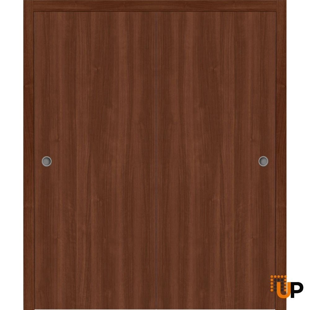 Sliding Closet Bypass Doors 60 x 80 inches | BASIC 3001 Walnut | Rails ...