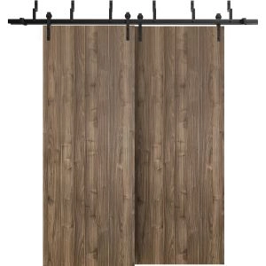 Barn Bypass Doors with 6.6ft Hardware | Planum 0010 Walnut | Sturdy Heavy Duty Rails Kit Steel Set | Double Sliding Door