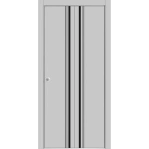 Sliding Closet Bi-fold Doors | Planum 0011 Matte Grey and Aluminum Strips | Sturdy Tracks Moldings Trims Hardware Set | Wood Solid Bedroom Wardrobe Doors
