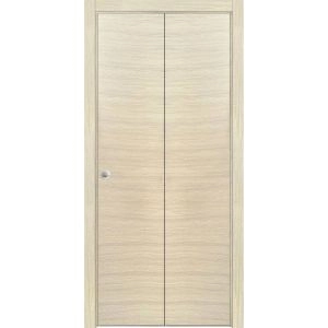 Sliding Closet Bi-fold Doors | Planum 0010 Natural Veneer | Sturdy Tracks Moldings Trims Hardware Set | Wood Solid Bedroom Wardrobe Doors 