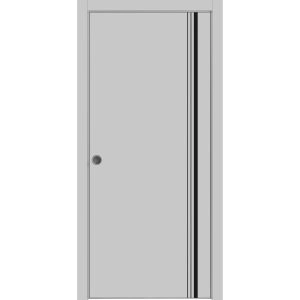 Sliding French Pocket Door with | Planum 0011 Matte Grey and Aluminum Strips | Kit Trims Rail Hardware | Solid Wood Interior Bedroom Sturdy Doors