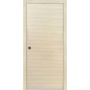Sliding French Pocket Door with | Planum 0010 Natural Veneer | Kit Trims Rail Hardware | Solid Wood Interior Bedroom Sturdy Doors
