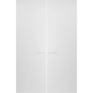 Modern Solid Double Hidden Door with Handle | Planum 0010 Primed with White Hidden Frame 72" x 84" Left-hand Outswing White Frame | Hinges Lock Handle | Modern Wardrobe Wood Solid Doors